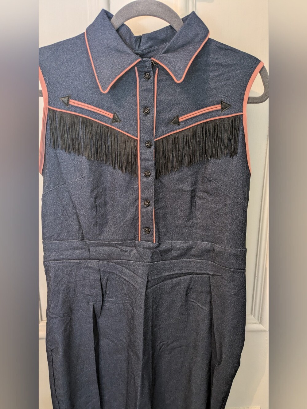 Unique Vintage Navy Western Wriggle Dress